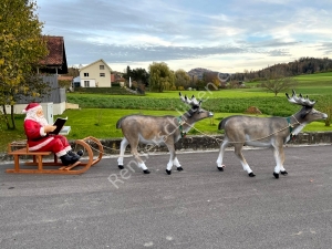 4,5m lang, XXL Weihnachtsdeko draussen: 2 Rentiere, Schlitten, Nikolaus mit Buch 2