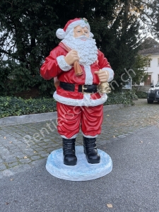 Grosser Weihnachtsmann mit Glocke und Sack 125cm hoch