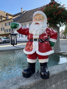 Midi- Weihnachtsmann mit Kabel- oder Solarlaterne, Deko Weihnachtsmann Figur für draussen, 75cm hoch