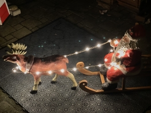 Weihnachtsbeleuchtung Rentier mit Schlitten mit LED Zügel 130cm