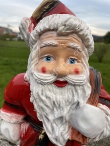 Weihnachtsmann klein, 38cm hoch, Weihnachtsmann Figur für draussen und drinnen, Gesicht