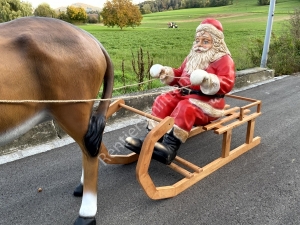 Lebensgrosser Esel mit Schlitten und Samichlaus