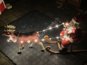 Weihnachtsbeleuchtung LED Rentier mit Schlitten mit LED Zügel