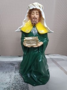 Caspar mit Gold, kniend, Weihnachtskrippe Figur 95 cm hoch, Grosse Krippenfigur für draussen