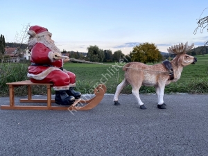 Variante ohne LED Zügel - Weihnachtsbeleuchtung LED Rentier mit Schlitten