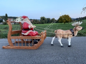 Rentier mit Schlitten und Weihnachtsmann, 160 cm lang, Weihnachtsdeko draussen