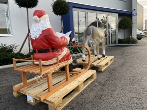 Rentierschlitten Rentier mit Schlitten und Weihnachtsmann 280 cm