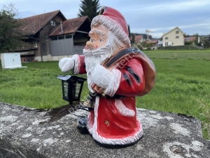 Weihnachtsmann klein mit Laterne, 40 cm hoch, Weihnachtsmann Figur für draussen